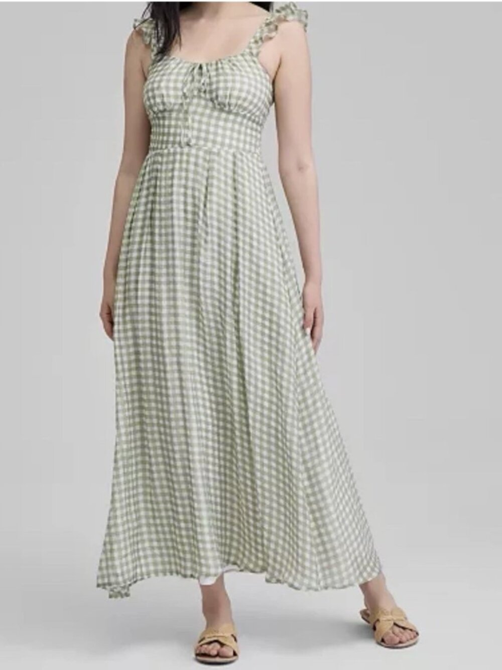 And Now This Women Maxi Dress Herbal Sage Gingham Size S